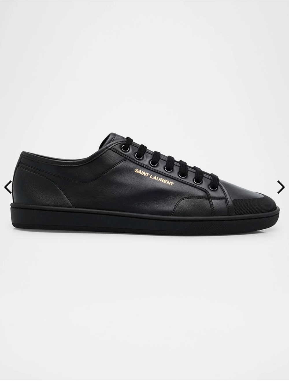 Saint Laurent Black Leather Low-Top Sneaker with Gold Logo